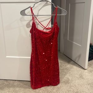 Red sequin dress